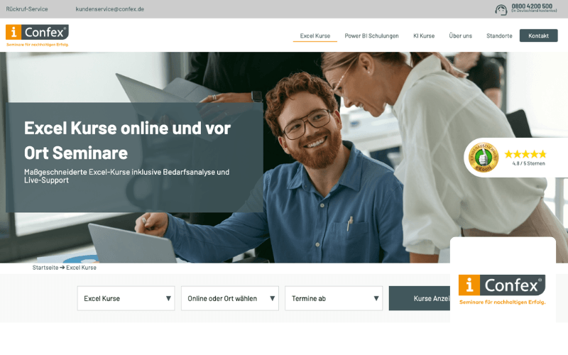 SEO Relaunch für Confex mit Website für Excel Kurse und Präsenzseminare